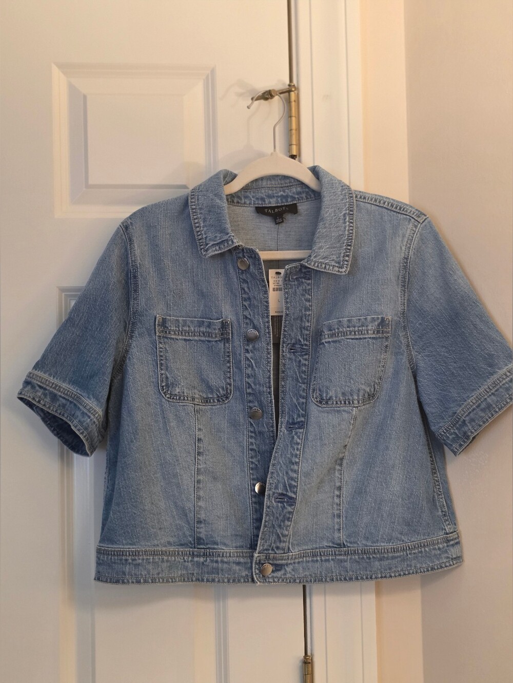 Talbots Light Wash Denim Short-Sleeve Jacket
